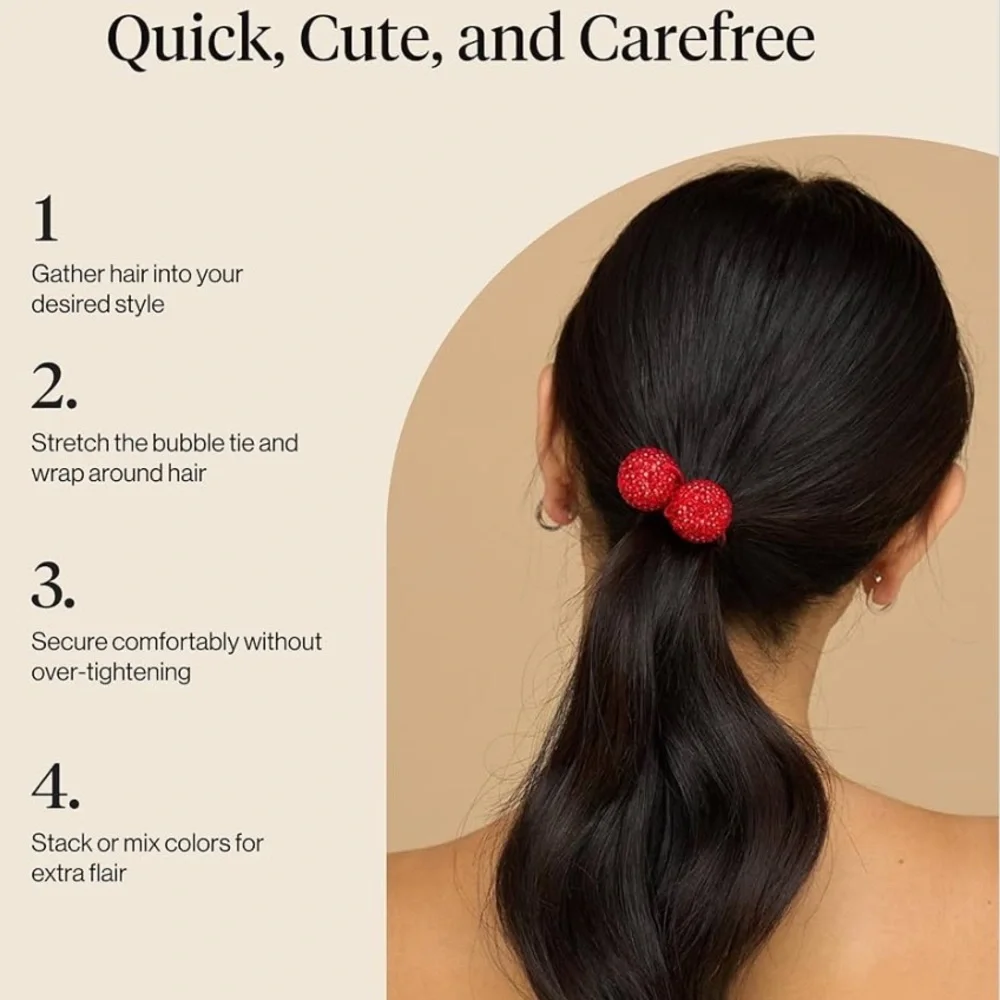 Kitsch Damage-Free Bubble Hair Tie, Sparkling Rhinestone Ponytail tieCrease-Free